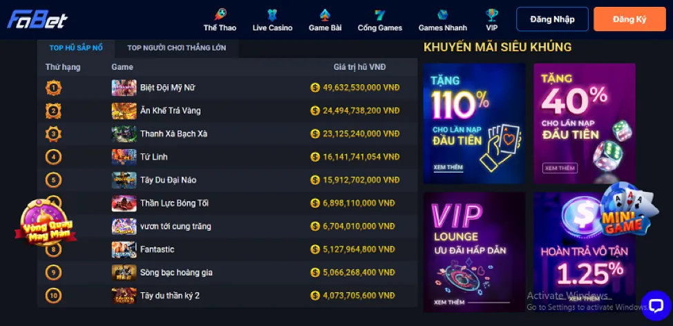 Phương thức thanh toán vin7771 login